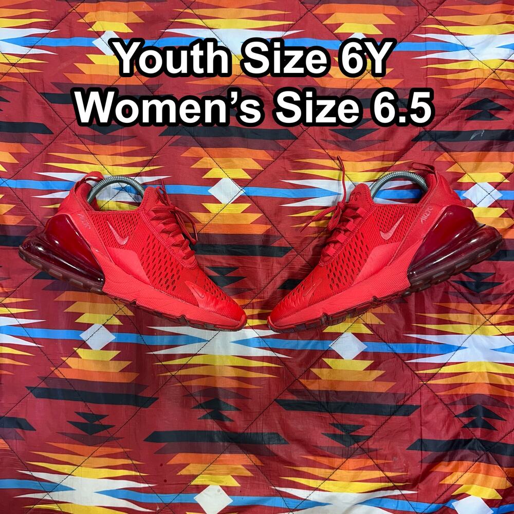 Nike Air Max 270 University Red Shoes CW6987-600 Youth Size 6Y Women’s Size 6.5